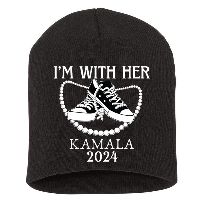 Im With Her Kamala Chucks And Pearls Election 2024 Short Acrylic Beanie