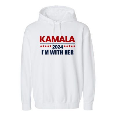 IM With Her Kamala Vote For 2024 President Kamala Harris V Neck Garment-Dyed Fleece Hoodie