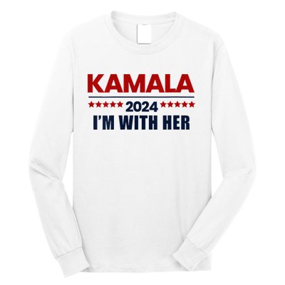 IM With Her Kamala Vote For 2024 President Kamala Harris V Neck Long Sleeve Shirt