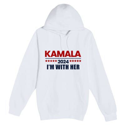 IM With Her Kamala Vote For 2024 President Kamala Harris V Neck Premium Pullover Hoodie