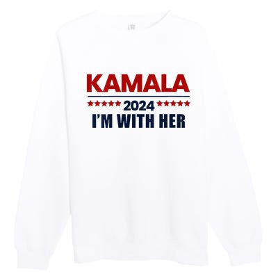 IM With Her Kamala Vote For 2024 President Kamala Harris V Neck Premium Crewneck Sweatshirt