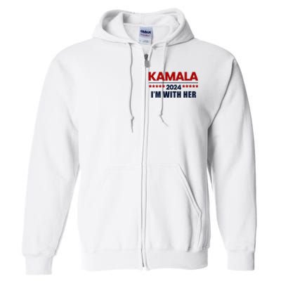 IM With Her Kamala Vote For 2024 President Kamala Harris V Neck Full Zip Hoodie