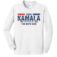 Im With Her Kamala Vote For 2024 President Kamalaharris Kids Long Sleeve Shirt