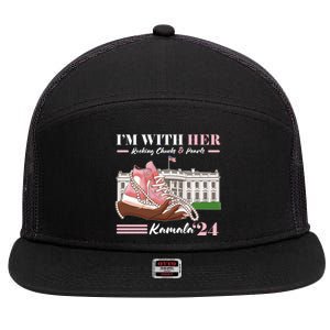 Im With Her Rocking Chucks And Pearls Kamala Harris 2024 Election 7 Panel Mesh Trucker Snapback Hat