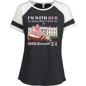 Im With Her Rocking Chucks And Pearls Kamala Harris 2024 Election Enza Ladies Jersey Colorblock Tee