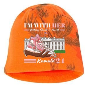 Im With Her Rocking Chucks And Pearls Kamala Harris 2024 Election Kati - Camo Knit Beanie