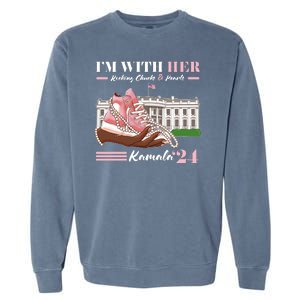 Im With Her Rocking Chucks And Pearls Kamala Harris 2024 Election Garment-Dyed Sweatshirt