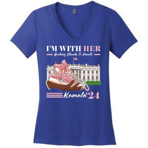 Im With Her Rocking Chucks And Pearls Kamala Harris 2024 Election Women's V-Neck T-Shirt