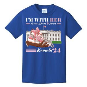 Im With Her Rocking Chucks And Pearls Kamala Harris 2024 Election Kids T-Shirt