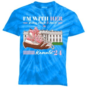 Im With Her Rocking Chucks And Pearls Kamala Harris 2024 Election Kids Tie-Dye T-Shirt