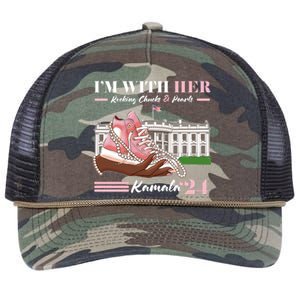 Im With Her Rocking Chucks And Pearls Kamala Harris 2024 Election Retro Rope Trucker Hat Cap