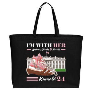 Im With Her Rocking Chucks And Pearls Kamala Harris 2024 Election Cotton Canvas Jumbo Tote