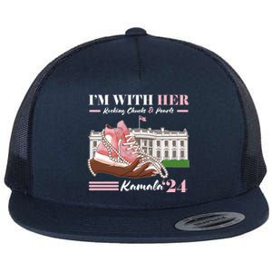 Im With Her Rocking Chucks And Pearls Kamala Harris 2024 Election Flat Bill Trucker Hat