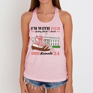 Im With Her Rocking Chucks And Pearls Kamala Harris 2024 Election Women's Knotted Racerback Tank