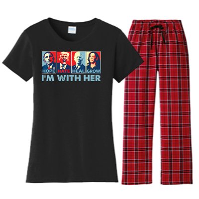 Im With Her Kamala Vote For 2024 President Kamalaharris Women's Flannel Pajama Set