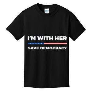 Im With Her Save Democracy 2024 President Kids T-Shirt