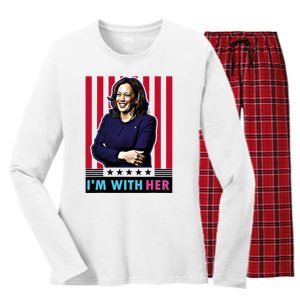 IM With Her Kamala Vote For 2024 President Kamala Harris Women's Long Sleeve Flannel Pajama Set 