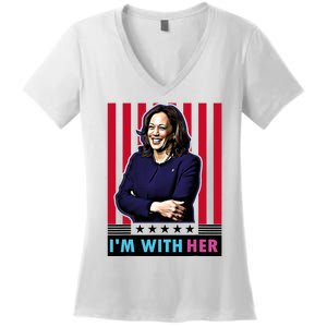 IM With Her Kamala Vote For 2024 President Kamala Harris Women's V-Neck T-Shirt