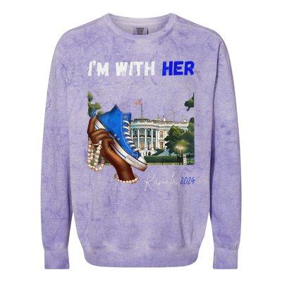 IM With Her Rocking Chucks & Pearls Kamala 2024 Colorblast Crewneck Sweatshirt