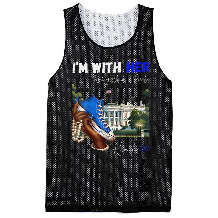 IM With Her Rocking Chucks & Pearls Kamala 2024 Mesh Reversible Basketball Jersey Tank