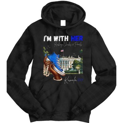 IM With Her Rocking Chucks & Pearls Kamala 2024 Tie Dye Hoodie