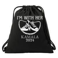 IM With Her Kamala Chucks And Pearls Election 2024 Drawstring Bag