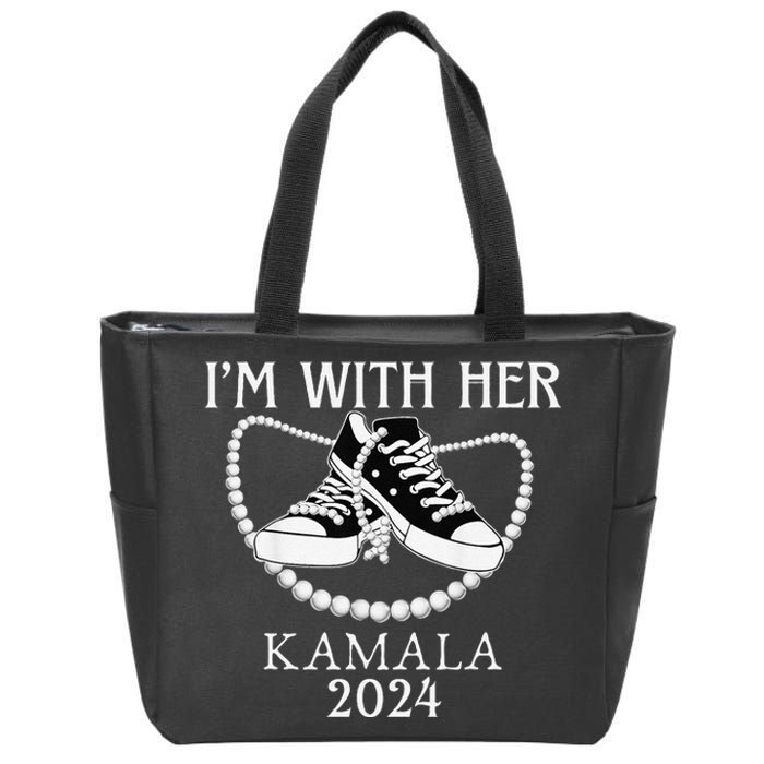 IM With Her Kamala Chucks And Pearls Election 2024 Zip Tote Bag