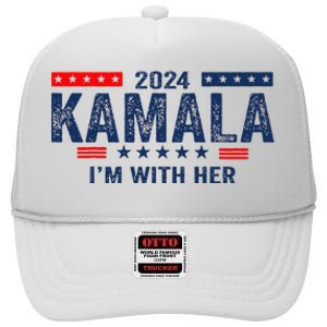 Im With Her Kamala Vote For 2024 President Kamala Harris High Crown Mesh Back Trucker Hat