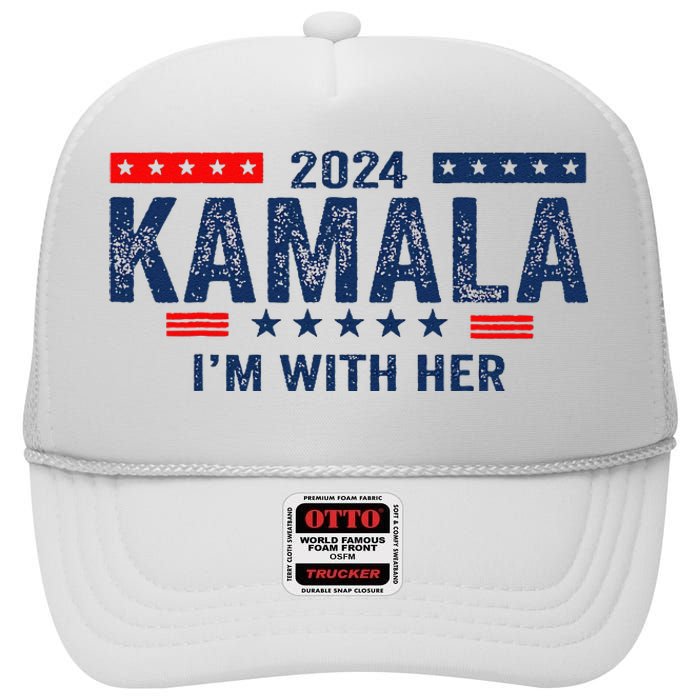 Im With Her Kamala Vote For 2024 President Kamala Harris High Crown Mesh Back Trucker Hat