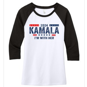 Im With Her Kamala Vote For 2024 President Kamala Harris Women's Tri-Blend 3/4-Sleeve Raglan Shirt