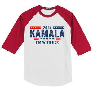 Im With Her Kamala Vote For 2024 President Kamala Harris Kids Colorblock Raglan Jersey