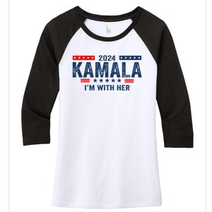 Im With Her Kamala Vote For 2024 President Kamala Harris Women's Tri-Blend 3/4-Sleeve Raglan Shirt