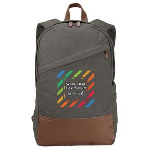 Inspirational Work Hard Stay Humble Quote Motivational Gift Cotton Canvas Backpack