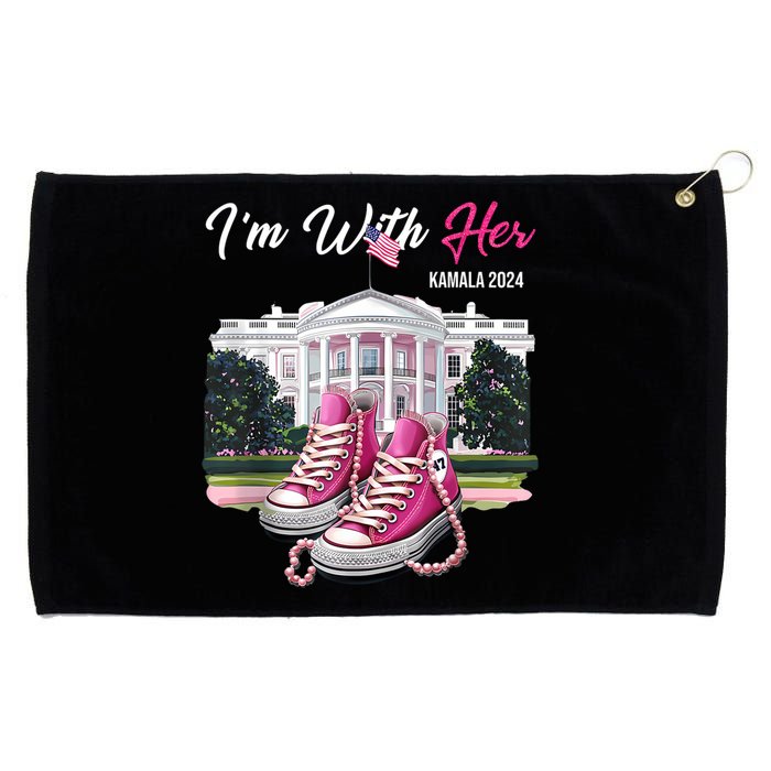 IM With Her Kamala 2024 Chucks And Pearls Madam President Grommeted Golf Towel