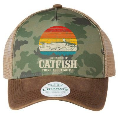 I Wonder If Catfish Think About Me Vintage Funny Catfishing Legacy Tie Dye Trucker Hat