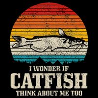 I Wonder If Catfish Think About Me Vintage Funny Catfishing Backpack