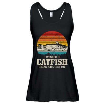 I Wonder If Catfish Think About Me Vintage Funny Catfishing Ladies Essential Flowy Tank