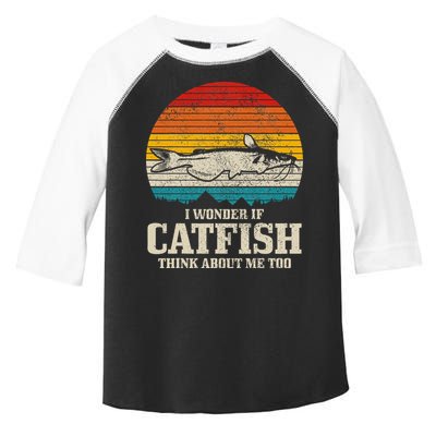 I Wonder If Catfish Think About Me Vintage Funny Catfishing Toddler Fine Jersey T-Shirt