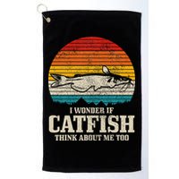 I Wonder If Catfish Think About Me Vintage Funny Catfishing Golf Towel