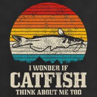 I Wonder If Catfish Think About Me Vintage Funny Catfishing Golf Towel