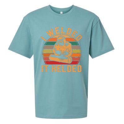 I Welded It Helded Welder Fun Retro Welding Silhouette Sueded Cloud Jersey T-Shirt