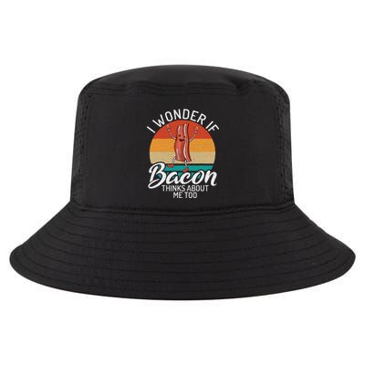 I Wonder If Bacon Thinks About Me Too Bacon Lover Cool Comfort Performance Bucket Hat