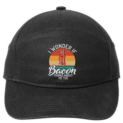 I Wonder If Bacon Thinks About Me Too Bacon Lover 7-Panel Snapback Hat