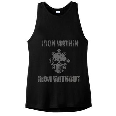 Iron Within Iron Without Marines Helmet Distresses Ladies PosiCharge Tri-Blend Wicking Tank