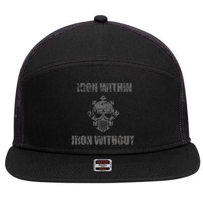 Iron Within Iron Without Marines Helmet Distresses 7 Panel Mesh Trucker Snapback Hat