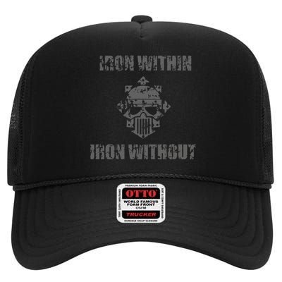 Iron Within Iron Without Marines Helmet Distresses High Crown Mesh Back Trucker Hat