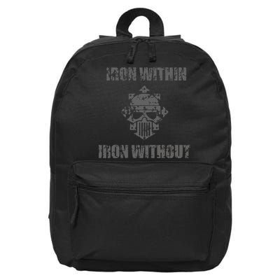 Iron Within Iron Without Marines Helmet Distresses 16 in Basic Backpack