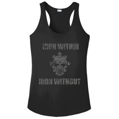 Iron Within Iron Without Marines Helmet Distresses Ladies PosiCharge Competitor Racerback Tank
