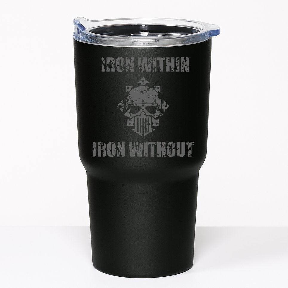 Iron Within Iron Without Marines Helmet Distresses Tumbler