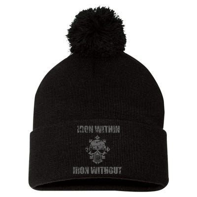 Iron Within Iron Without Marines Helmet Distresses Pom Pom 12in Knit Beanie